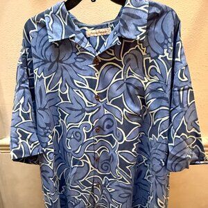Tommy Bahama Blue Print Hawaiian Shirt XXL